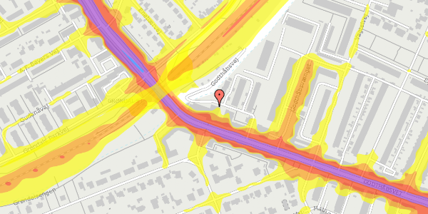 Trafikstøjkort på Godthåbsvej 174B, st. th, 2000 Frederiksberg