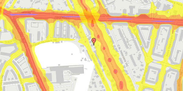 Trafikstøjkort på Gustav Johannsens Vej 44, 2000 Frederiksberg