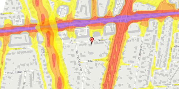 Trafikstøjkort på Hattensens Alle 13, 2000 Frederiksberg