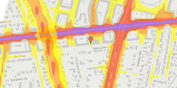 Trafikstøjkort på Hattensens Alle 14, st. th, 2000 Frederiksberg