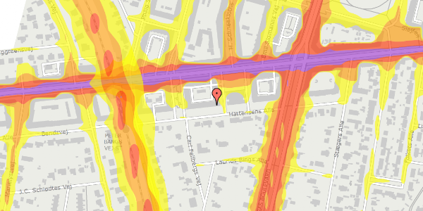 Trafikstøjkort på Hattensens Alle 16, 2. th, 2000 Frederiksberg