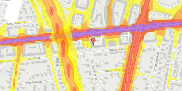 Trafikstøjkort på Hattensens Alle 20, st. th, 2000 Frederiksberg