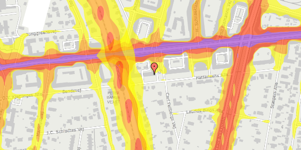 Trafikstøjkort på Hattensens Alle 24, 2. th, 2000 Frederiksberg