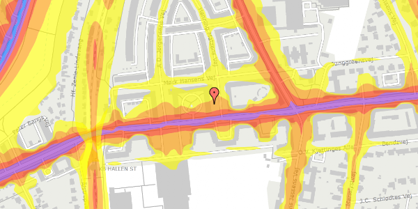 Trafikstøjkort på Henning Matzens Vej 3, 3. th, 2000 Frederiksberg