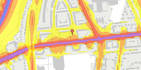 Trafikstøjkort på Henning Matzens Vej 5A, 2. th, 2000 Frederiksberg