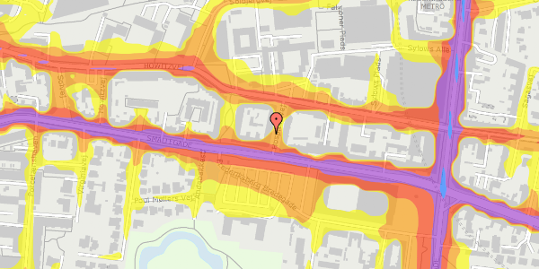 Trafikstøjkort på Hospitalsvej 1A, st. th, 2000 Frederiksberg