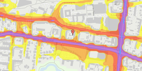 Trafikstøjkort på Hospitalsvej 1B, st. , 2000 Frederiksberg