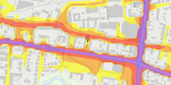 Trafikstøjkort på Hospitalsvej 3, st. th, 2000 Frederiksberg