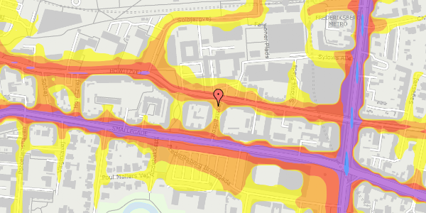 Trafikstøjkort på Hospitalsvej 5, st. th, 2000 Frederiksberg