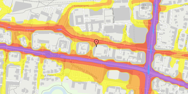 Trafikstøjkort på Hospitalsvej 8A, st. th, 2000 Frederiksberg