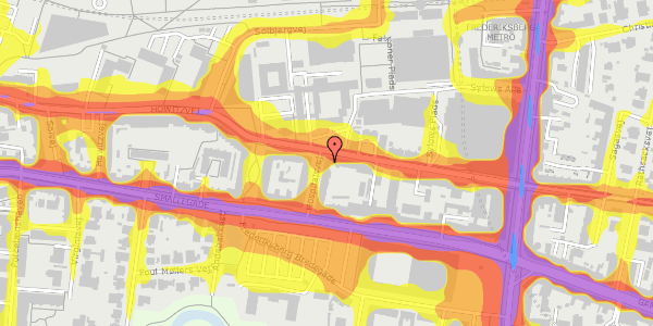 Trafikstøjkort på Hospitalsvej 8B, st. , 2000 Frederiksberg