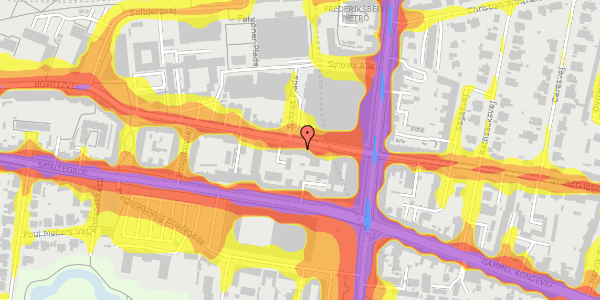 Trafikstøjkort på Howitzvej 9, st. th, 2000 Frederiksberg