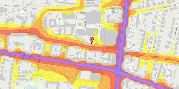 Trafikstøjkort på Howitzvej 14, kl. , 2000 Frederiksberg