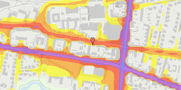 Trafikstøjkort på Howitzvej 15, st. 1, 2000 Frederiksberg