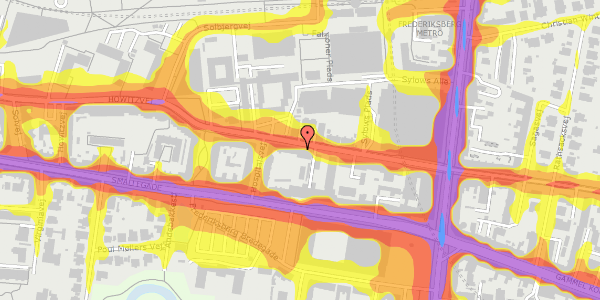 Trafikstøjkort på Howitzvej 21, 1. th, 2000 Frederiksberg