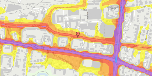 Trafikstøjkort på Howitzvej 25, 1. th, 2000 Frederiksberg