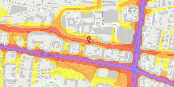 Trafikstøjkort på Howitzvej 27, st. th, 2000 Frederiksberg