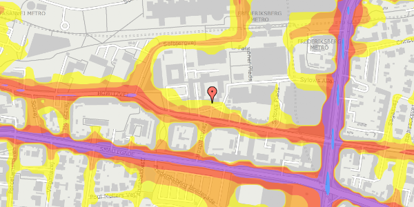 Trafikstøjkort på Howitzvej 28, 1. , 2000 Frederiksberg