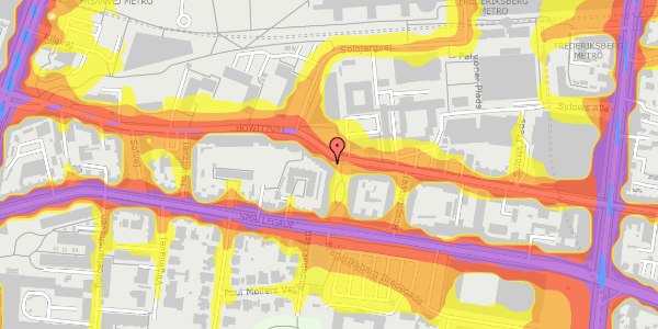 Trafikstøjkort på Howitzvej 37, 2. th, 2000 Frederiksberg