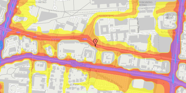 Trafikstøjkort på Howitzvej 39, st. th, 2000 Frederiksberg