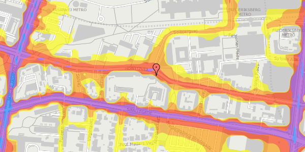 Trafikstøjkort på Howitzvej 43, 1. th, 2000 Frederiksberg