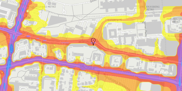 Trafikstøjkort på Howitzvej 45, st. th, 2000 Frederiksberg