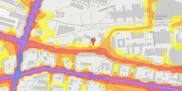 Trafikstøjkort på Howitzvej 50B, 2. th, 2000 Frederiksberg