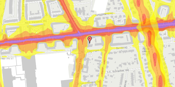 Trafikstøjkort på Jens Jessens Vej 3, 1. th, 2000 Frederiksberg