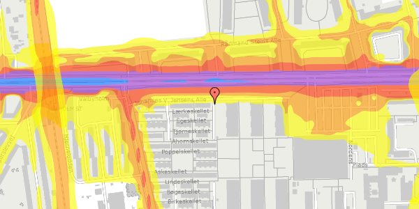 Trafikstøjkort på Johannes V. Jensens Alle 34, 2000 Frederiksberg