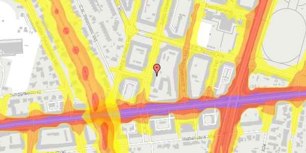 Trafikstøjkort på Julius Valentiners Vej 10, 1. th, 2000 Frederiksberg