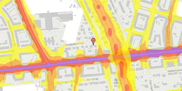 Trafikstøjkort på Junggreensvej 3, 2000 Frederiksberg