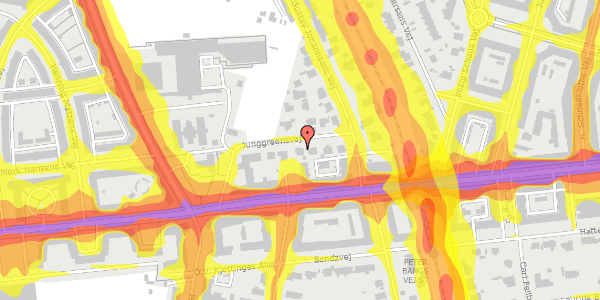 Trafikstøjkort på Junggreensvej 7, 2000 Frederiksberg