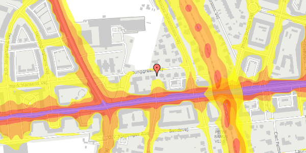 Trafikstøjkort på Junggreensvej 9, 2000 Frederiksberg