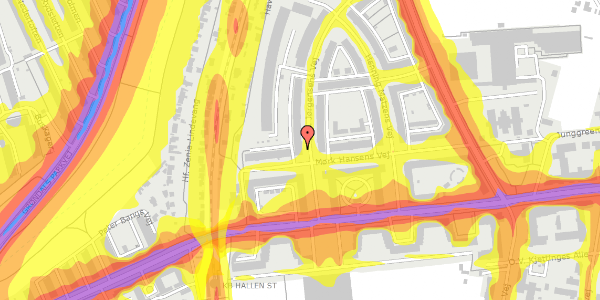 Trafikstøjkort på A.D. Jørgensens Vej 7, 2. , 2000 Frederiksberg