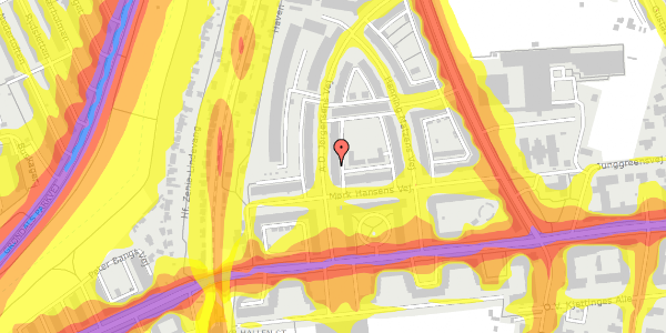 Trafikstøjkort på A.D. Jørgensens Vej 10, st. th, 2000 Frederiksberg