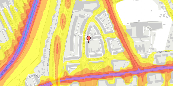 Trafikstøjkort på A.D. Jørgensens Vej 16, st. th, 2000 Frederiksberg