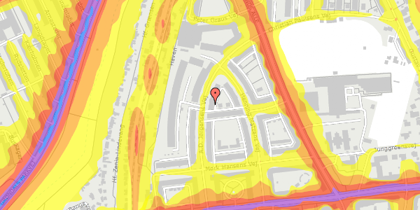 Trafikstøjkort på A.D. Jørgensens Vej 22, 1. th, 2000 Frederiksberg