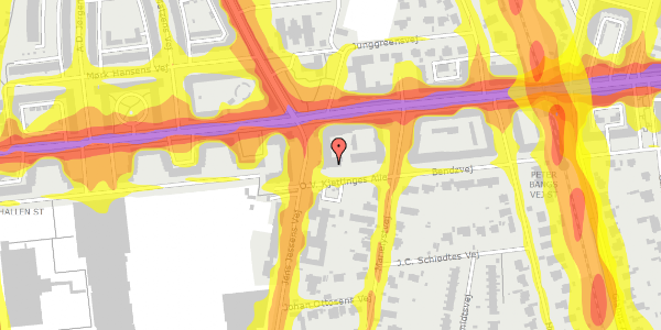 Trafikstøjkort på O.V. Kjettinges Alle 6, 1. th, 2000 Frederiksberg