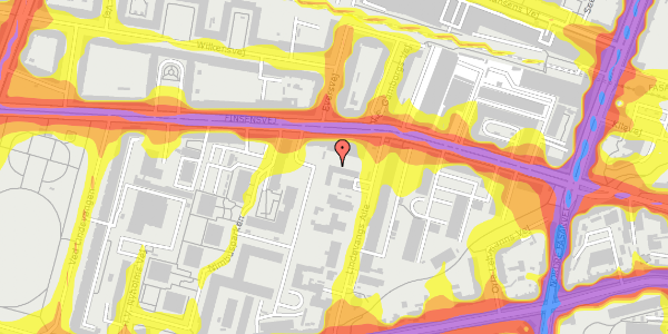 Trafikstøjkort på Lindevangs Alle 13, st. 1, 2000 Frederiksberg