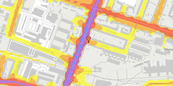 Trafikstøjkort på Lyøvej 2, st. , 2000 Frederiksberg