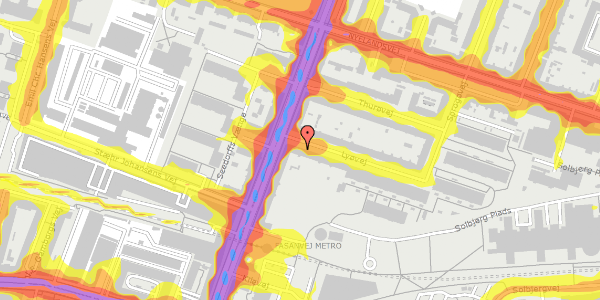 Trafikstøjkort på Lyøvej 4, st. th, 2000 Frederiksberg