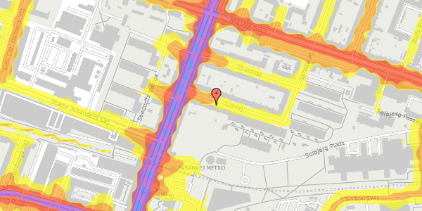 Trafikstøjkort på Lyøvej 8, st. th, 2000 Frederiksberg