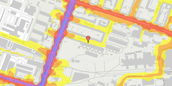 Trafikstøjkort på Lyøvej 16, st. th, 2000 Frederiksberg