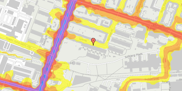 Trafikstøjkort på Lyøvej 18, 2. mf, 2000 Frederiksberg