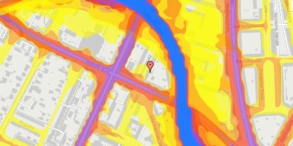 Trafikstøjkort på Munkensvej 4, 3. th, 2000 Frederiksberg