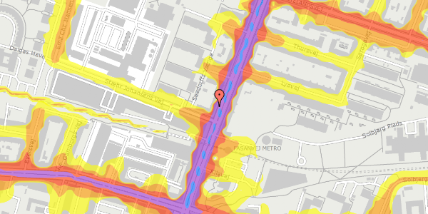 Trafikstøjkort på Nordre Fasanvej 29, st. th, 2000 Frederiksberg