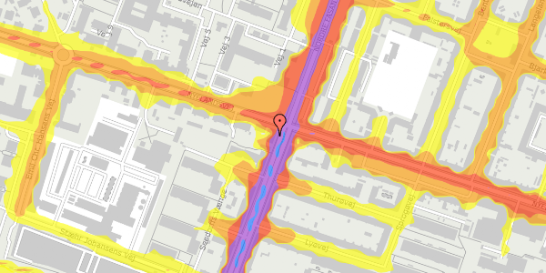 Trafikstøjkort på Nordre Fasanvej 45, st. 3, 2000 Frederiksberg