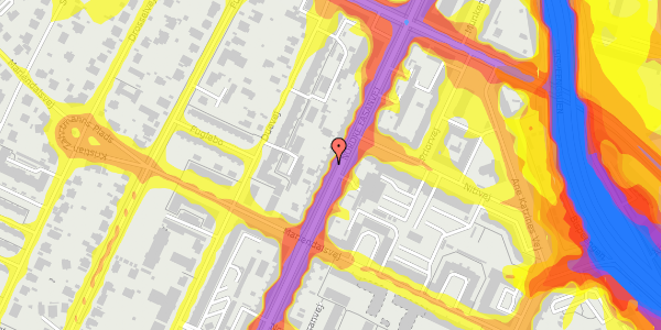 Trafikstøjkort på Nordre Fasanvej 151, st. th, 2000 Frederiksberg