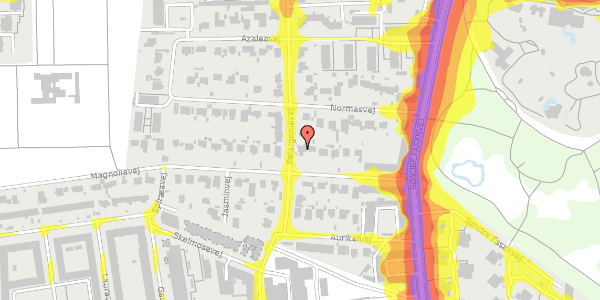 Trafikstøjkort på Pelargonievej 27, 2000 Frederiksberg