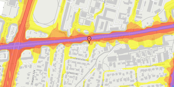 Trafikstøjkort på Peter Bangs Vej 33, 3. th, 2000 Frederiksberg